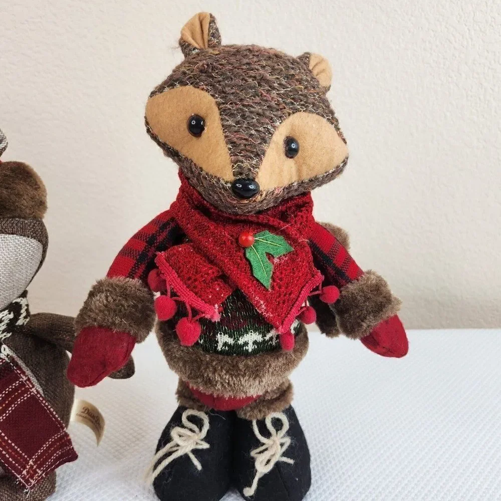 DanDee Christmas Winter Holiday Fox Standing Decor 2 Plaid Rustic Animals